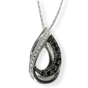 Black simulated Diamond  SILVER Necklace 18"
